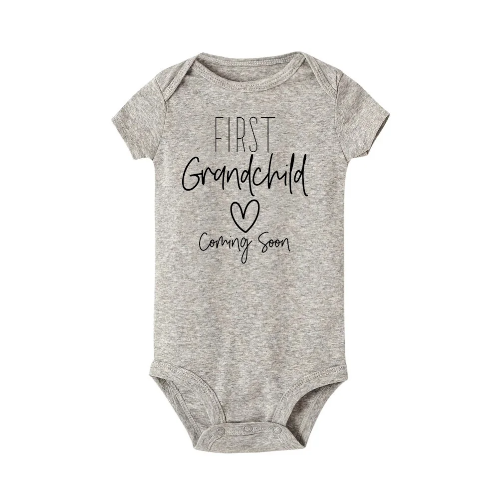 First Grandchild Coming Soon Announcement Newborn Baby Bodysuits Funny Boy Girl Short Sleeve Jumpsuit Gift for New Grandparents 2