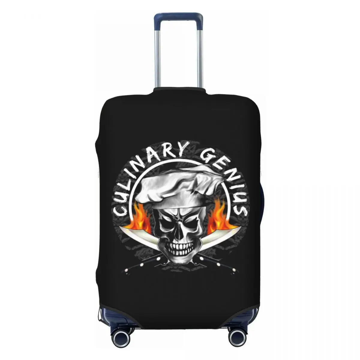 

Custom Skull Chef Culinary Genius Luggage Cover Protector Fashion Cooking Pirate Travel Suitcase Protective Cover for 18-32 Inch