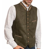 Men Vest Army Green With Collar Casual Business With Waistcoat For Wedding Groomsmen Banquet Work Set Men Vest 1