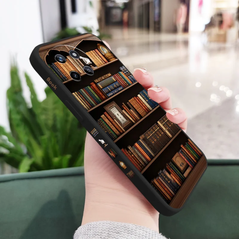 Vintage Bookshelf Design Liquid Silicone Phone Case