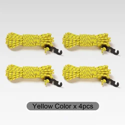 4-Piece Reflective Camping Rope Set with Aluminum Adjusters and Storage Pouch - 3mm (Yellow)