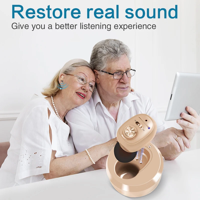 Hearing Aids for Deafness Elderly Rechargeable Mini Digital Sound Amplifier with Noise Cancelling