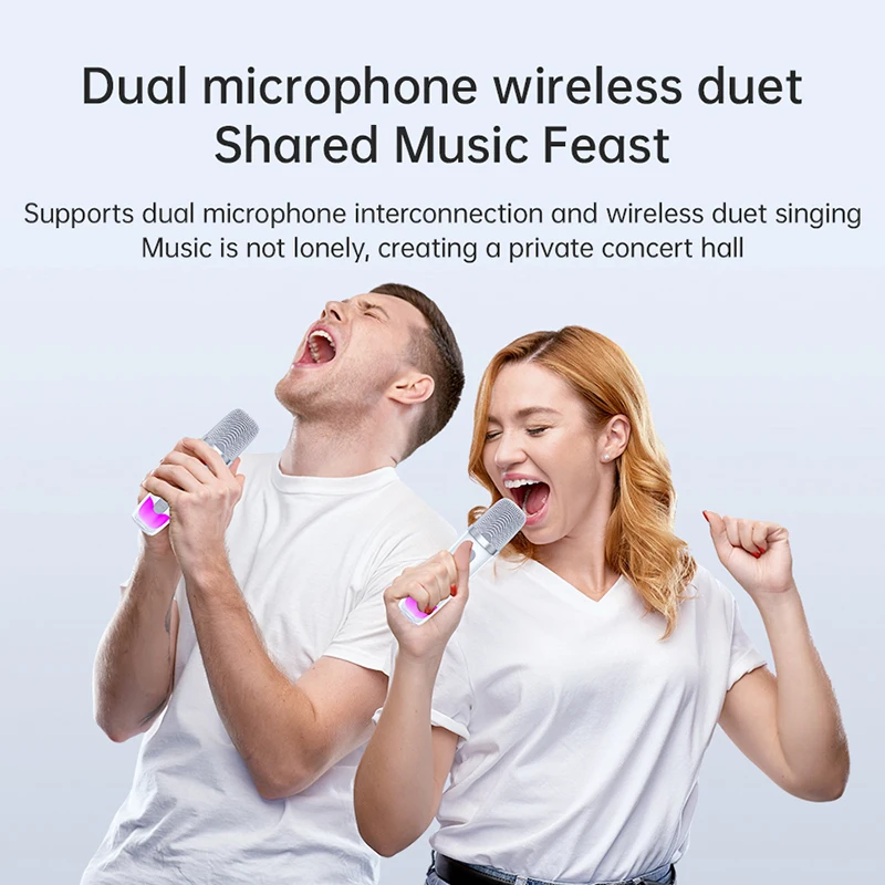 TANALAZ K29 Microphone & Sound All-in-One Wireless Bluetooth Home KTV Full-range Loud Speaker Dazzling Colour White [Single Mic]