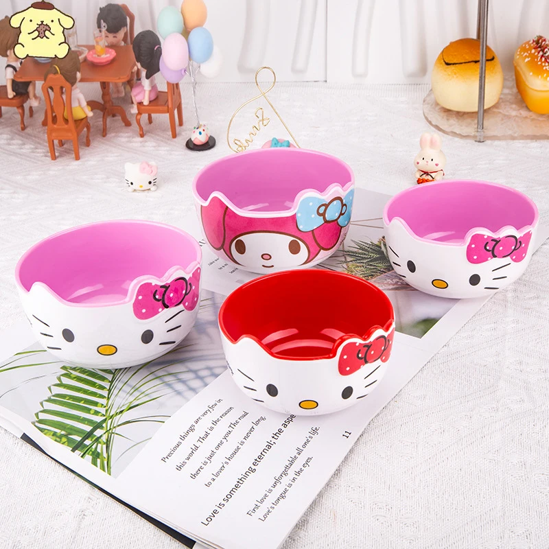

Sanrio Hello Kitty My Melody Kawaii Cartoon Diamine Tableware Household Children's Rice Bowl Cute Rice Bowl New Dinner Plate
