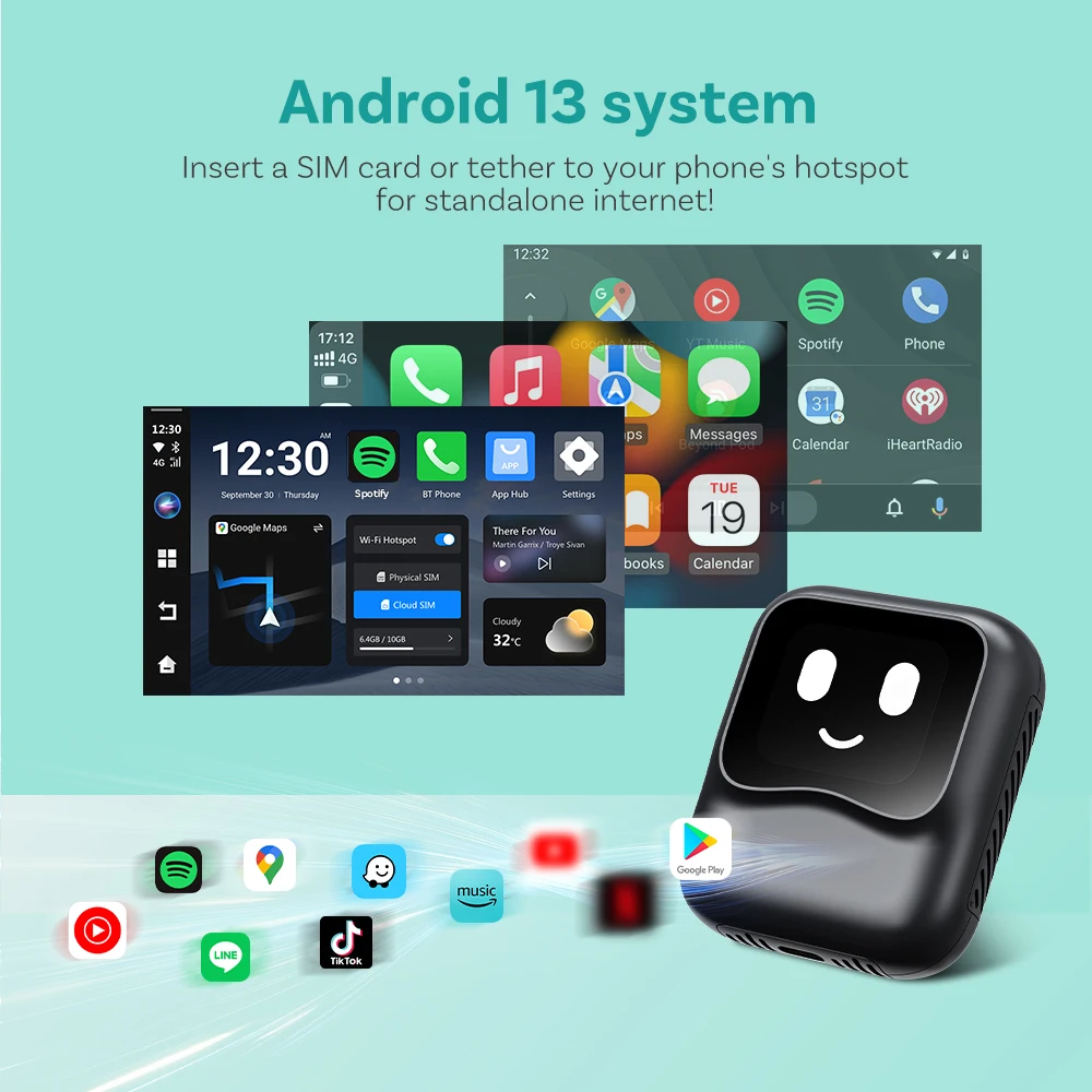 Ottocast Nano Wireless CarPlay Android Auto Adapter Octa