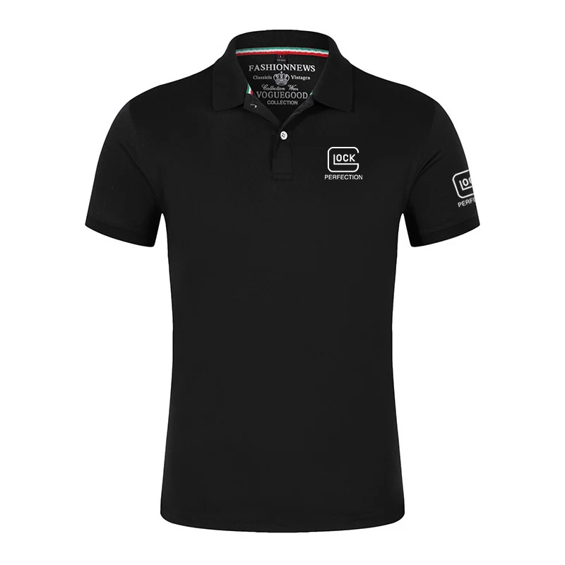 

2022 Glock Perfection Shooting New Design Summer Mens Short Sleeve Polos Shirts Popular Casual Cotton Male Clothes Lapel Tops