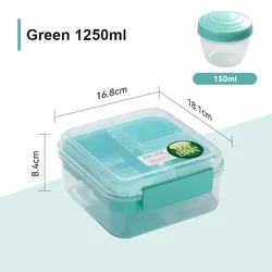 Portable Double-Layer Bento Lunch Box with Handle - Ideal (Medium Green)