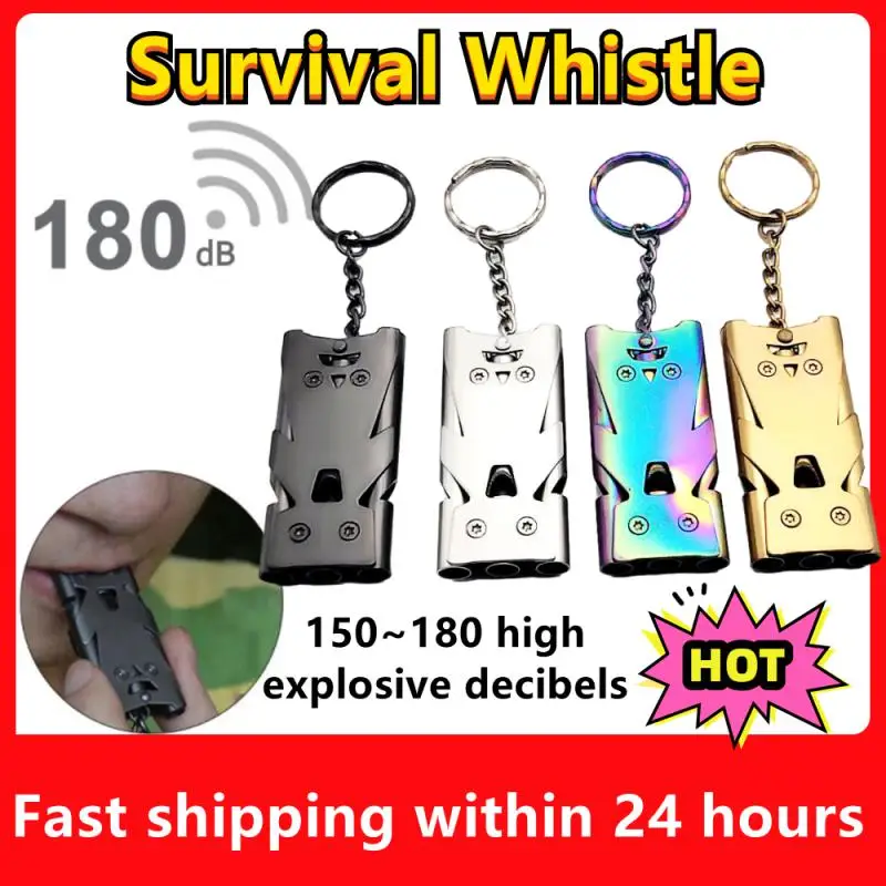 Portable whistle 120 db aluminum alloy double tube lifesaving emergency SOS safety survival whistle outdoor EDC Tool survival whistle