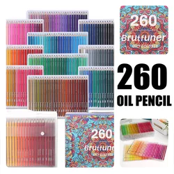 Brutfuner – ensemble de crayons de couleur professionnels en bois à l'huile, 260 couleurs, pour croquis, fournitures artistiques pour étudiants 