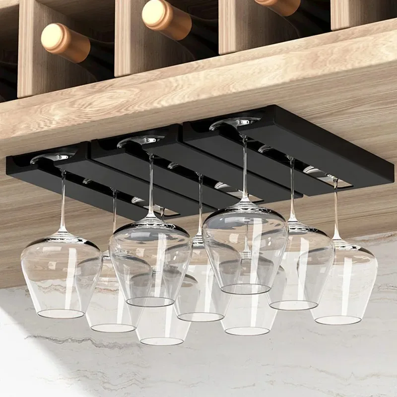 Bar Wine Glass Rack-Non-drilled Cup Holder In Kitchen and Dining Room,Upside-down Rack for Household Wine Glasses