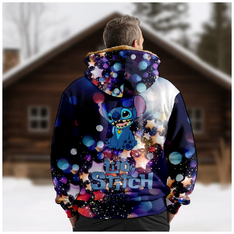 New starry sky Cotton Coat Hooded Sweater Casual Print Long Sleeve Zipper Sweater Thick Cotton Coat Winter a01