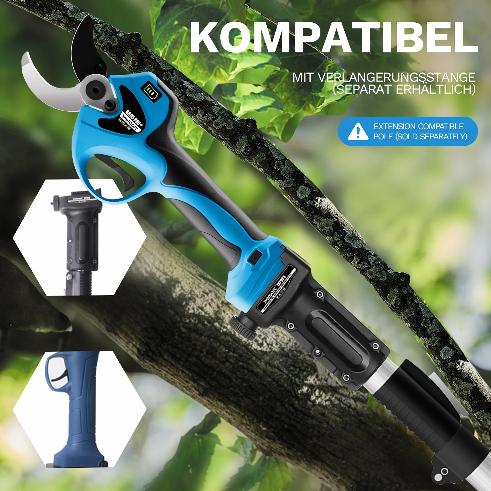 SW-8605Pro 40mm 21V Cordless Pruner Lithium-ion Pruning Shear Efficient ScissorsBonsai Electric Tree Branches Garden Tools 6