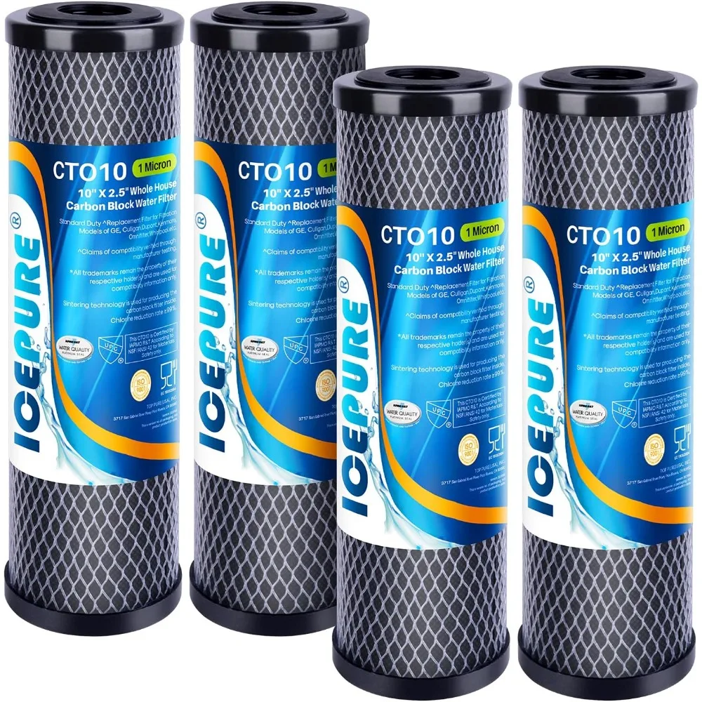 ICEPURE 1 Micron 2.5" x 10" Whole House CTO Carbon Sediment Water Filter Cartridge Compatible