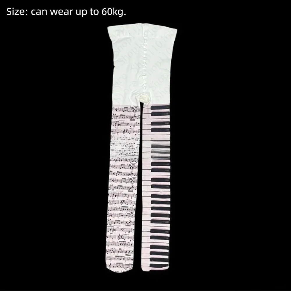 Fashion Ultra-Thin Patterned Stockings Stretchy Fabric Symbol Print Pantyhose JK Style Piano Tights Club Party