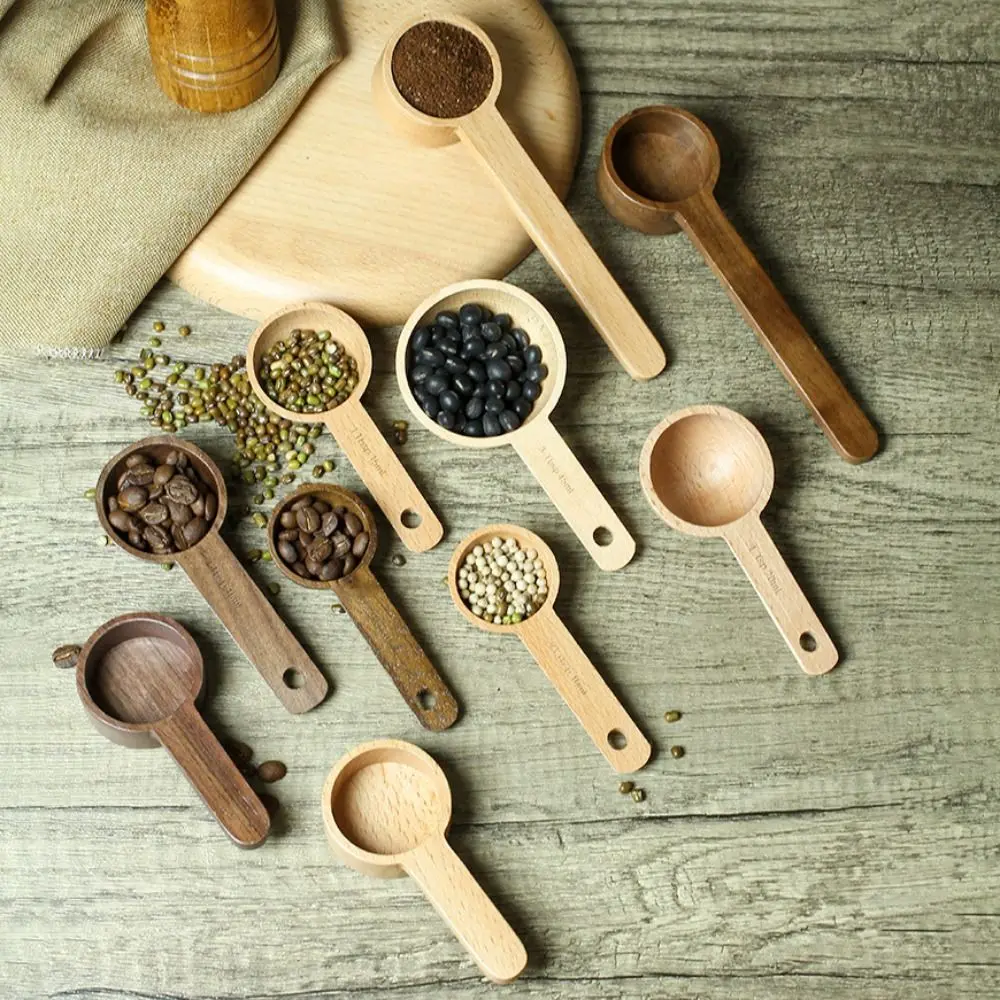 Convenient Wooden Measuring Spoon 7.5/10/15/20/30/45ML Multipurpose Coffee Tea Sugar Spice Spoon Kitchen Soup Spoons