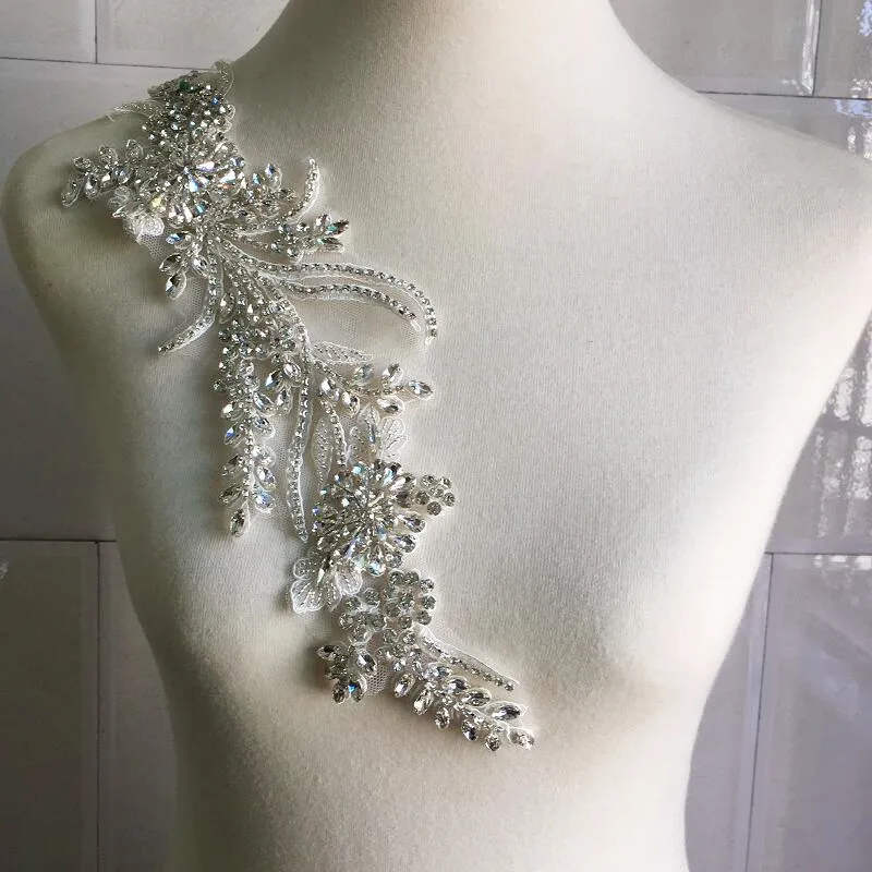 Fancy Hand Sewn Rhinestone Decorative Chain Wedding Dress