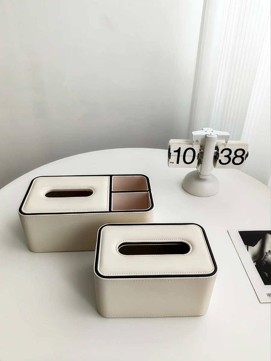 

Home living room desktop multifunctional paper drawer box storage box ornament modern simple leather tissue box