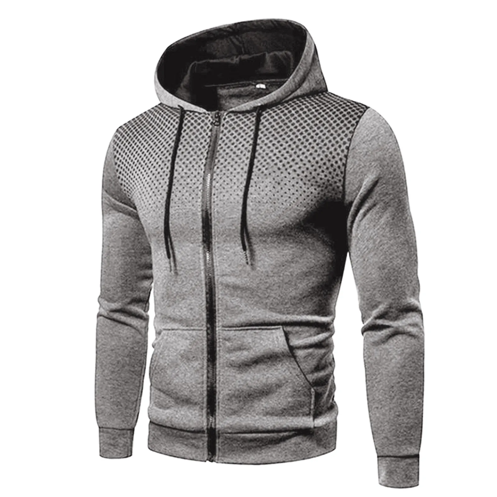 

Men Sports Zip Up Hoodies Loose Pockets Drawstring Sweatshirts Jacket Hooded Tops Outdoor Sports Solid Color Cardigan Coat Tops