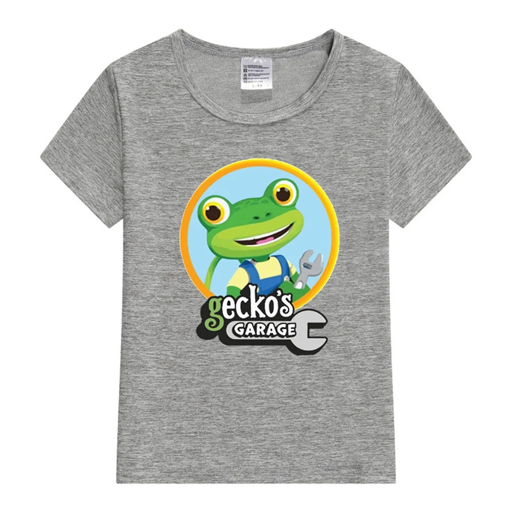 Summer Fashion Boys T-Shirt Funny Cartoon Gecko's Garage Print Children's Clothing Kids Tshirts Girls New Clothing Tops baby t shirts kids t shirts