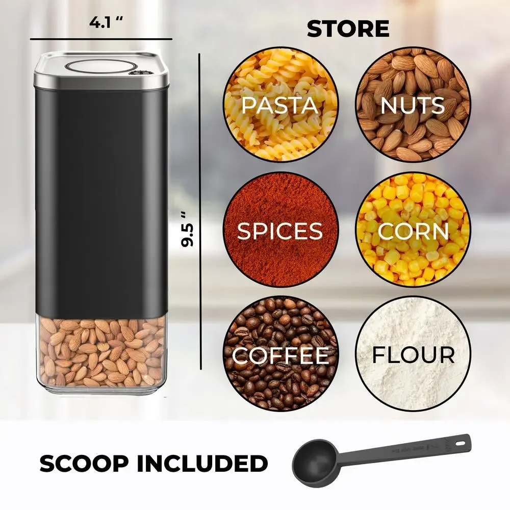 Stainless Steel Glass Airtight Coffee Storage Container Freshness Seal 16oz.
