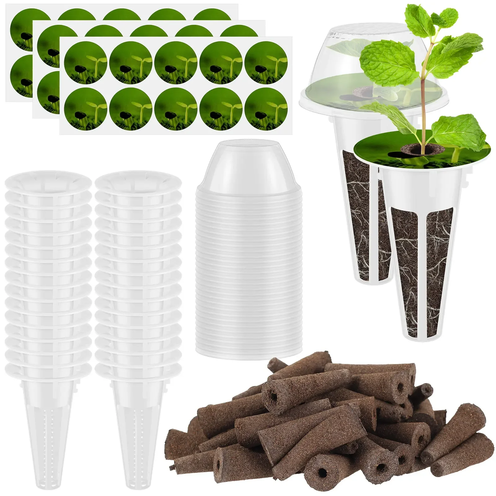 Hydroponic Garden Accessories Set - Reusable Clear Plant Pod Kit