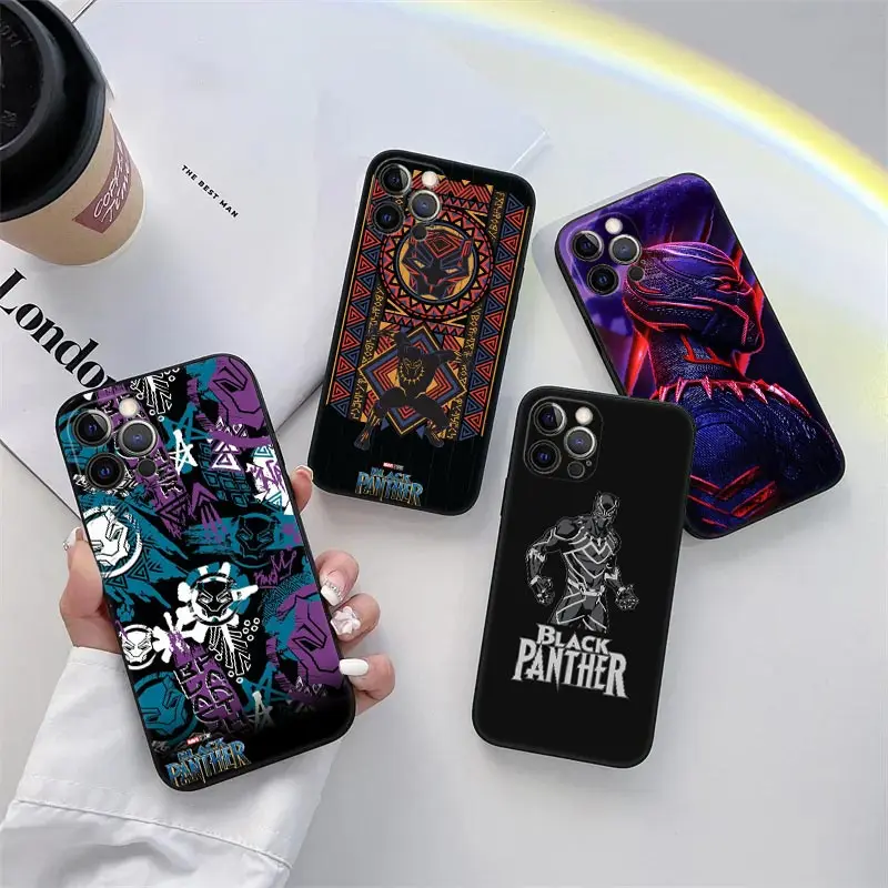 

Black Panther Marvel Phone Case for iPhone 11 15 Pro Max Case Coque 14 Plus 13 Pro 12 Mini 11 X XS XR 7 8 SE 2020 TPU Soft Cover