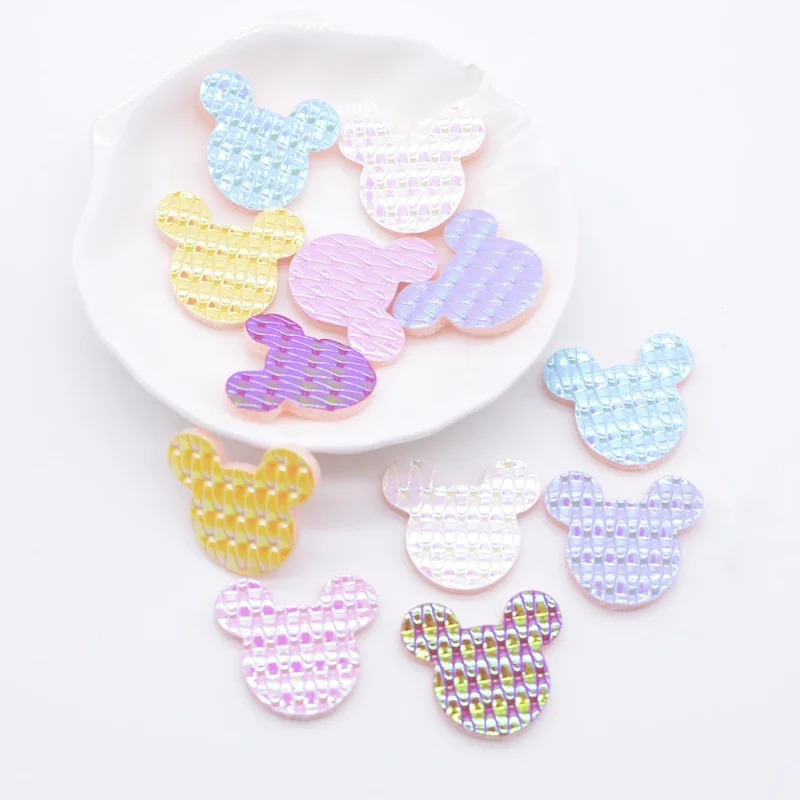 50 Stücke 2,4*2 cm PU Leder Mosue Kopf Applikation für Hut Kleidung Nähen Patches DIY Baby Kopfbedeckungen BB Clips Bogen Dekor Zubehör