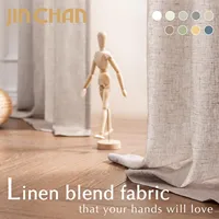 JINCHAN 2PCS Linen Curtains For Living Room Bedroom Rod Pocket Back Tab Light Filtering Window Drapes FarmHouse Curtain 1