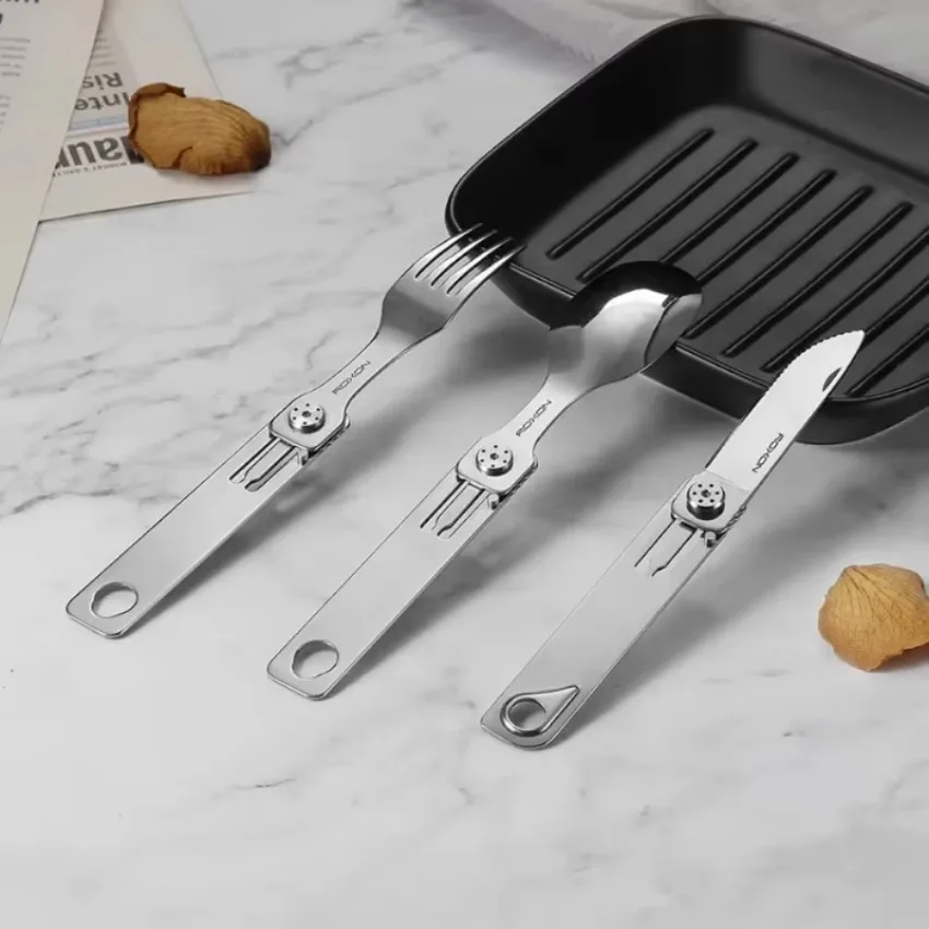3-in-1 Knife and Fork Spoon Outdoor Tableware Set Stainless Steel Camping Field Portable Exquisite Multifunctional Equipment picnic cutlery set picnic tableware camping cutlery set stainless steel cutlery set cutlery set