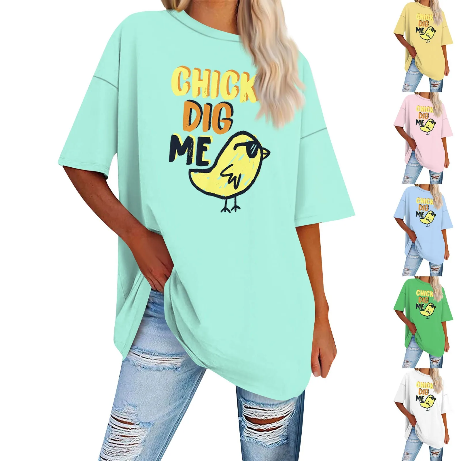 

Easter Shirt For Women Eggs Bunny Solid Color T-Shirt Short Sleeve Top Female Clothing Tees New Fashionable Women'S T-Shirts