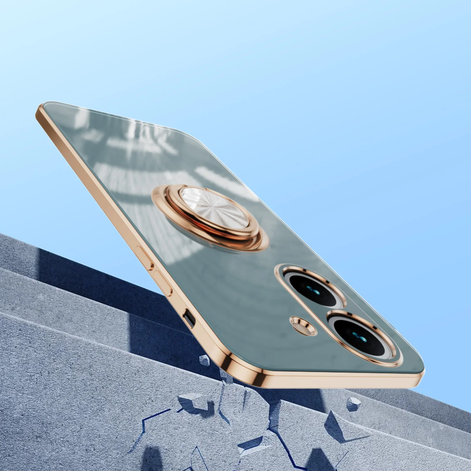 Elegant Plated Ring Holder Phone Case with Bracket