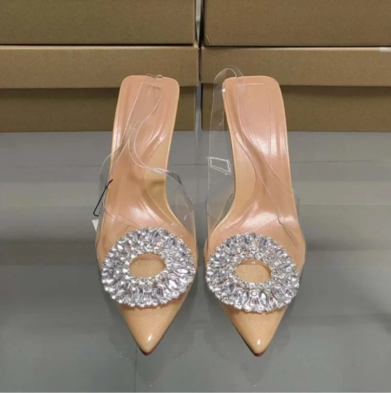 PVC Transparent High Heeled Sandals for Ladies Brand Designer Party Prom Stilettos Summer Pointed Woman Slingback Shoes women slingback sandals women high heels shoes women dress shoes