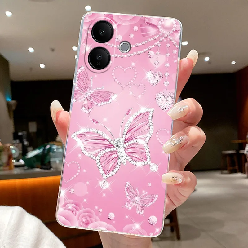 Floral Butterfly Bow Soft Transparent Phone Case - Silicone TPU Jelly Cover