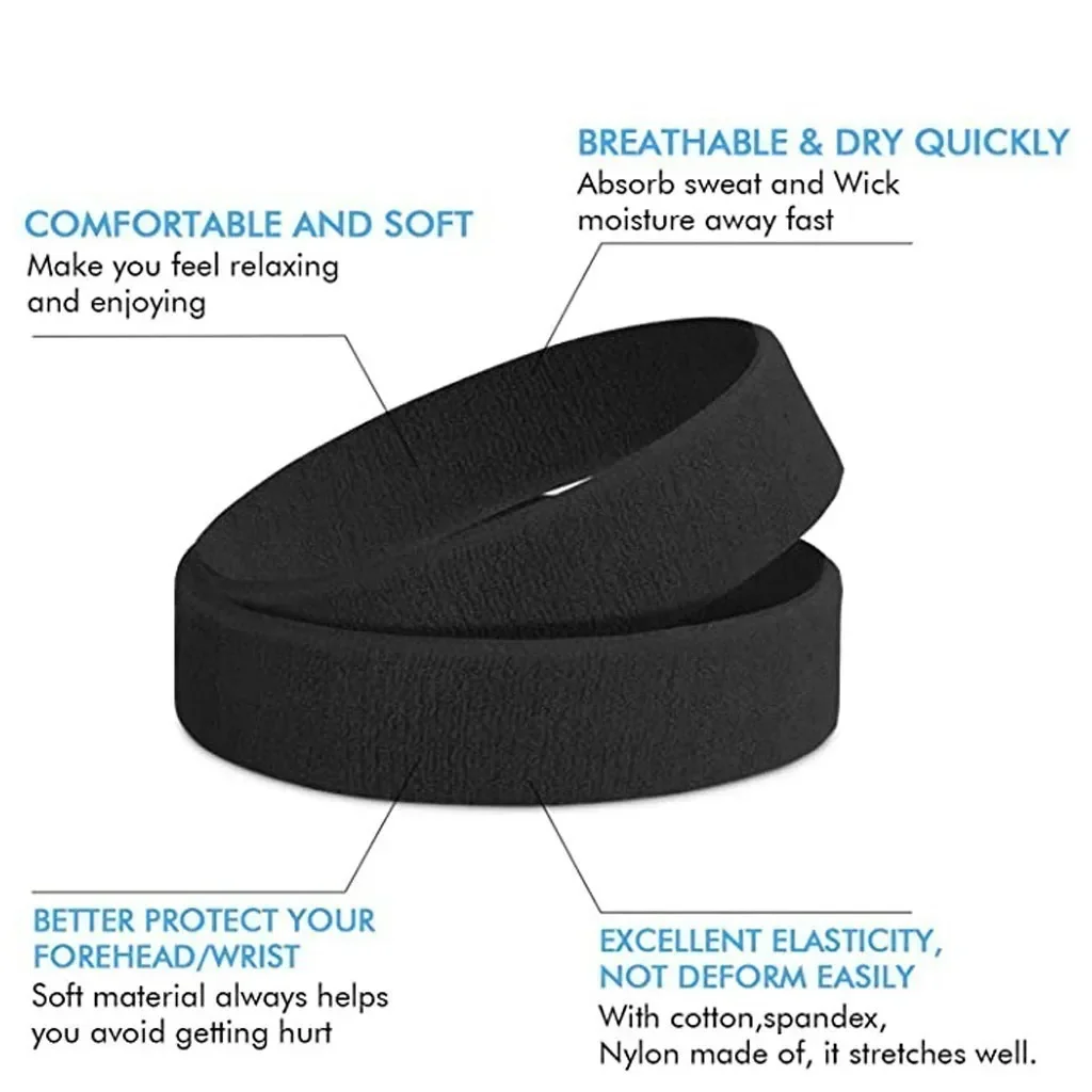 WOSWEIR-Baumwolle Athletisches Stirnband Elastische Schweißbänder Basketball Sport Frauen Männer Gym Fitness Schweiß Haarband Volleyball Tennis – Detail 6