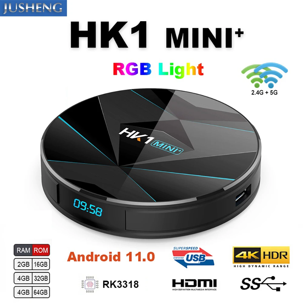 Android 11.0 Hk1max Mini Smart Tv Box 2.4g/5g Wifi Quad Core Bt 4.0 Set