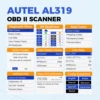 Autel AL319 Code Reader OBD2 Diagnostic Scan Tool One-click I/M Readiness Key for Check Engine Light Turn-off Freeze Frame Data 3
