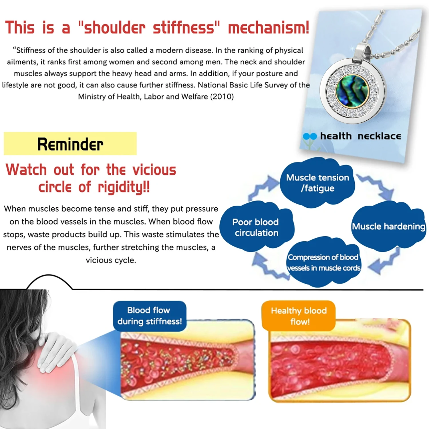 Edelstahl Gesundheits kette runde Heil anhänger für Männer mit Vulkans tein Charms Schmuck Geschenk box – Detail 10
