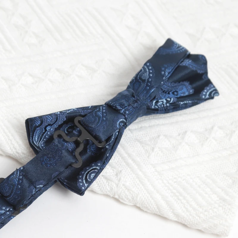 Men Elegant Blue Adult Bowtie Classic Fashion Wedding Party Formal Satin Gift Plaids Adjust Neck Bow Tie Business Accessories