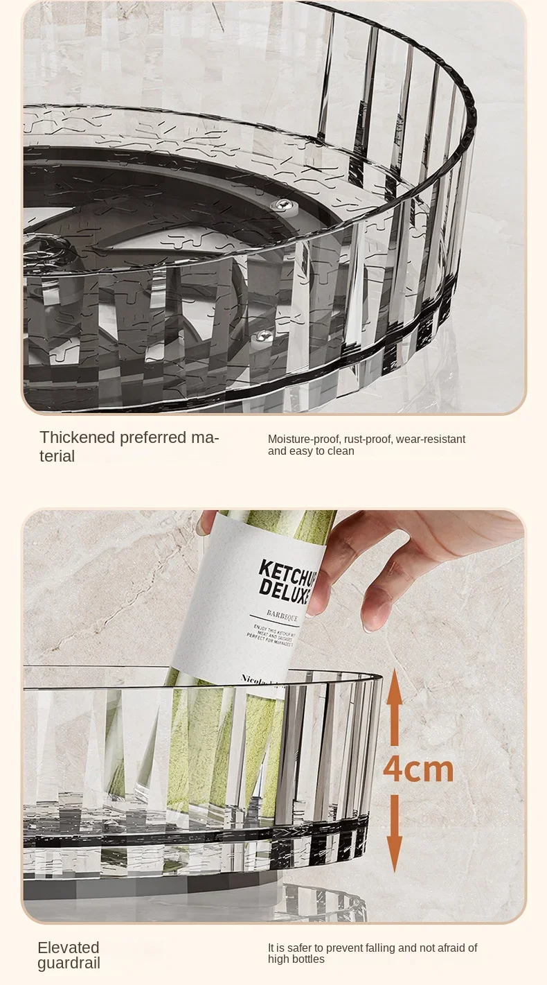 360 Rotating Seasoning Storage Tray Multifunction Pantry Cabinet Turntable For Cosmetics Bathroom Storage Box Kitchen Organizer