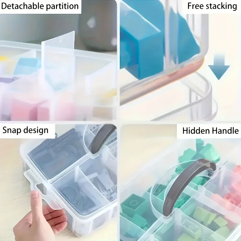 3-layer 18 Compartment Transparent Storage Box, Jewelry and Toy Storage Box, Suitable for Kitchen, Jewelry Organizer Storage Box