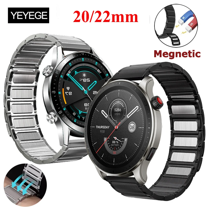 

20mm 22mm Watch Strap Magnetic Metal Band For Amazfit Bip 3 3Pro GTR 3 4 GTS 2 3 4 4mini Stainless Steel For Huawei GT2 Pro GT3