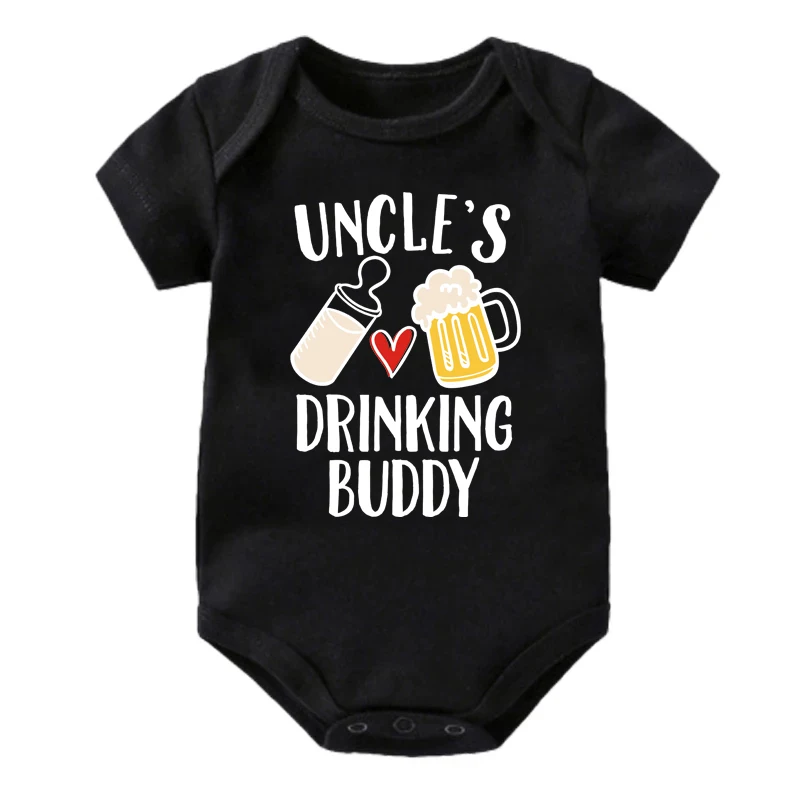Funny Uncle's/Daddy's Drinking Buddy Print Baby Rompers Cotton Short Sleeve Boys Girls Jumpsuits Summer Infant Bodysuits Gifts 3