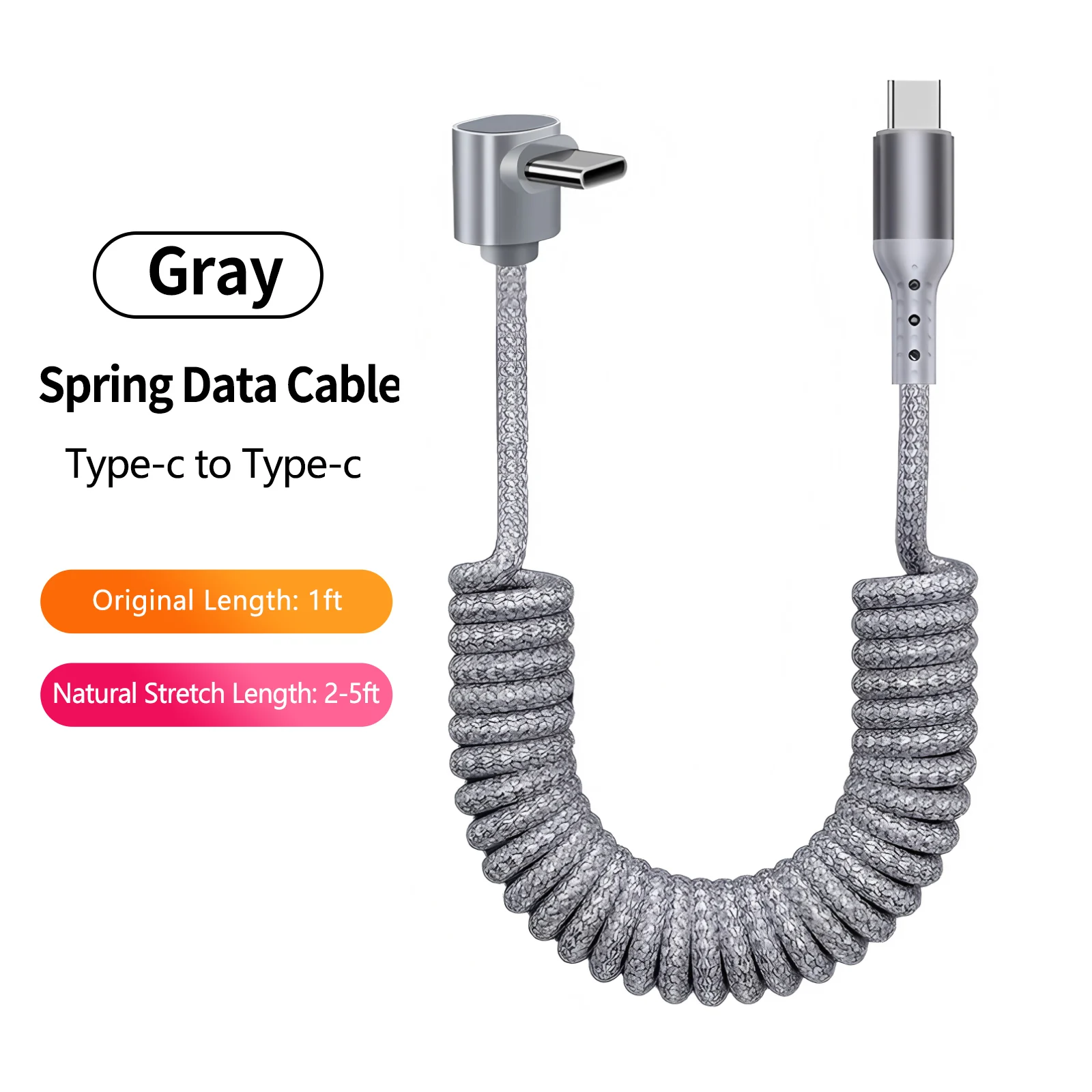 Retractable Braided Fast Charging Coiled USB-C Cable