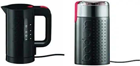 

11451-01US Bistro Electric Water Kettle, Plastic, 17 Ounce, .5 Liter, Black & BISTRO Blade Grinder, Electric Blade Coffee G Boi