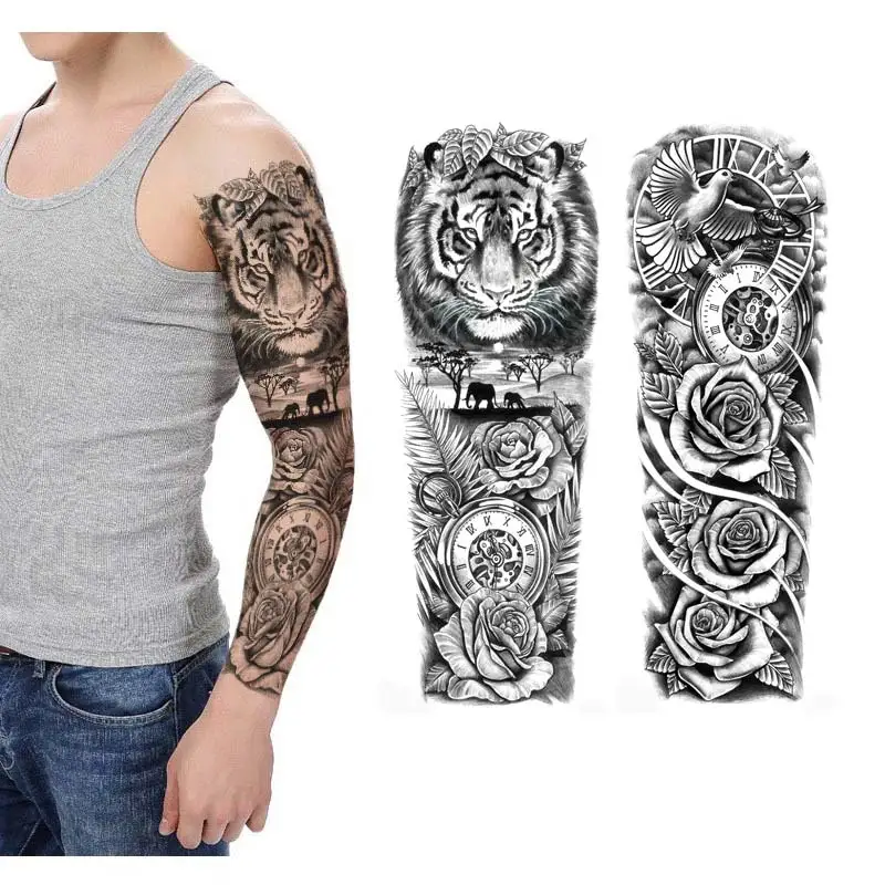 New Designs Big Size Temporary Tattoos Men Large Arm Sleeve Tattoo Sticker Body Art Lion Fake Tattoo For Women Tatoo Waterproof - Temporary Tattoos - AliExpress
