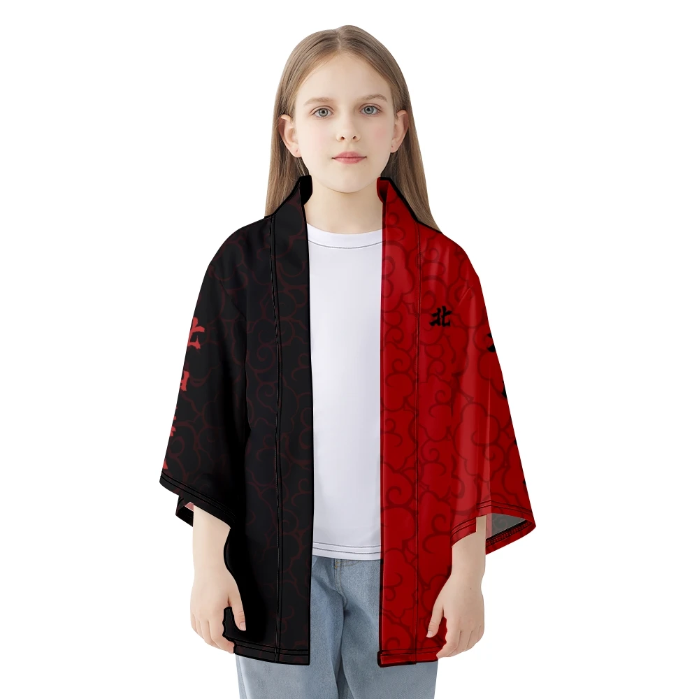 Black Red Split Joint Printed Cardigan Shirts Japanese Women Men Cosplay Yukata Harajuku Kimono Asian Streetwear Clothing