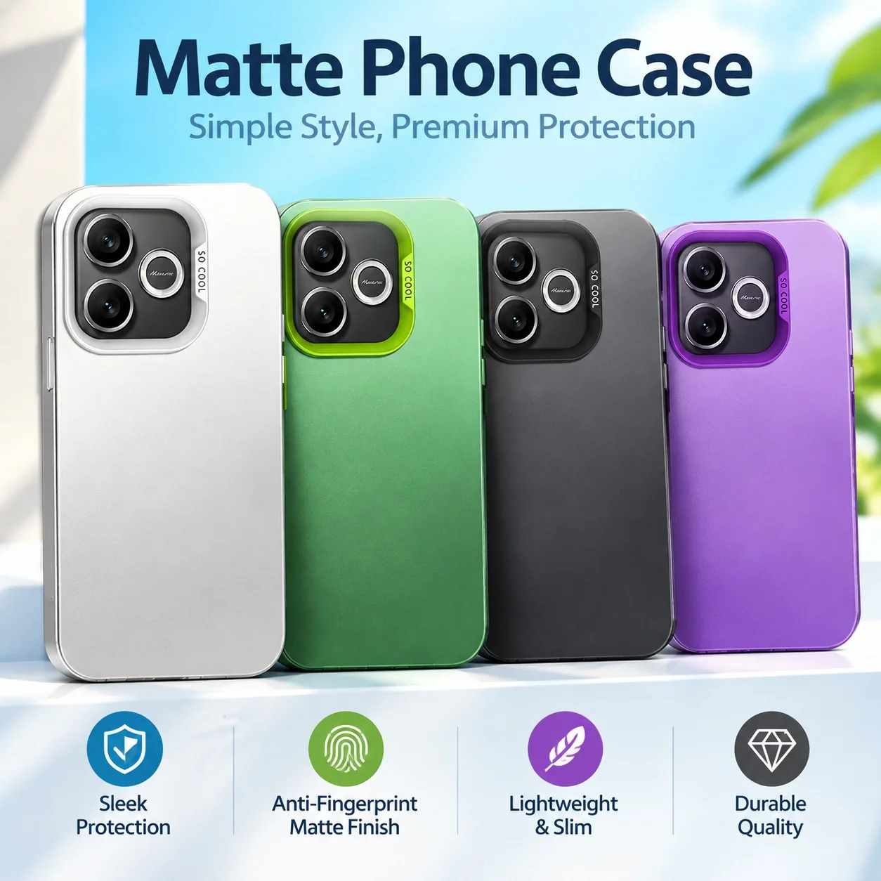 Premium Matte Metallic Texture Shockproof Phone Case with Original Design