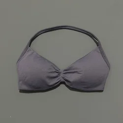 High - Support Backless Strappy Sports Bra - Women's Activewear for Yoga, Running, and Workouts (Mushroom Grey)