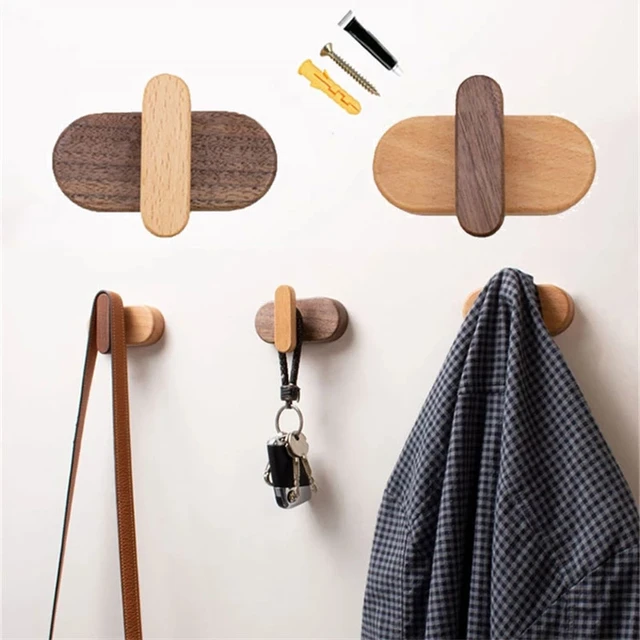 New Simple Solid Wood Hook Walnut Hanging Hanger Bathroom Wall Hook Bedroom  Coat Storage Rack Home Towel Key Decoration Hook - AliExpress