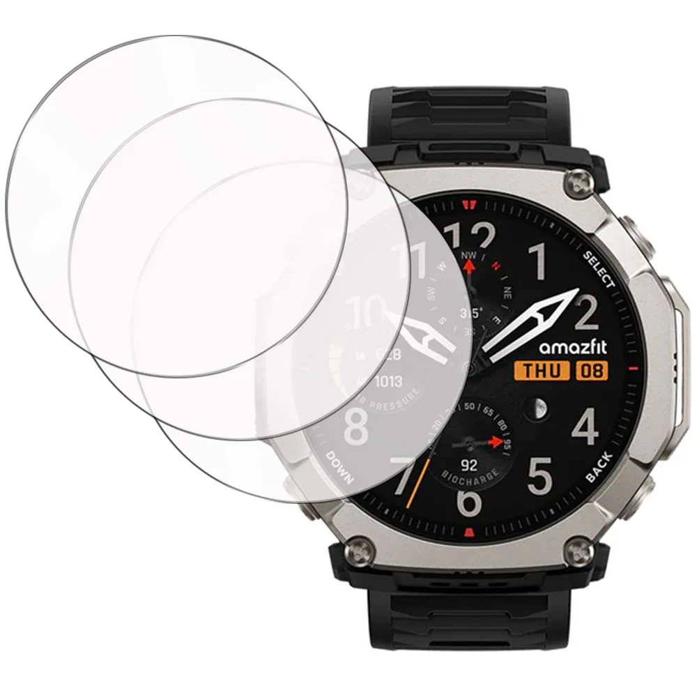 Huami Amazfit T-Rex Ultra 2 51mm 보호기용 필름 전체 화면 보호용 긁힘 방지 강화 유리 필름 3개/몫 보호